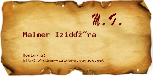 Malmer Izidóra névjegykártya